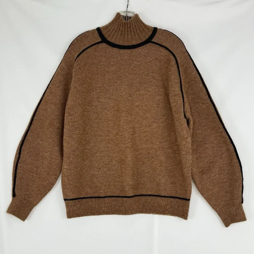 Weekend Womens Turtleneck Sweater Size L Nutmeg/Black